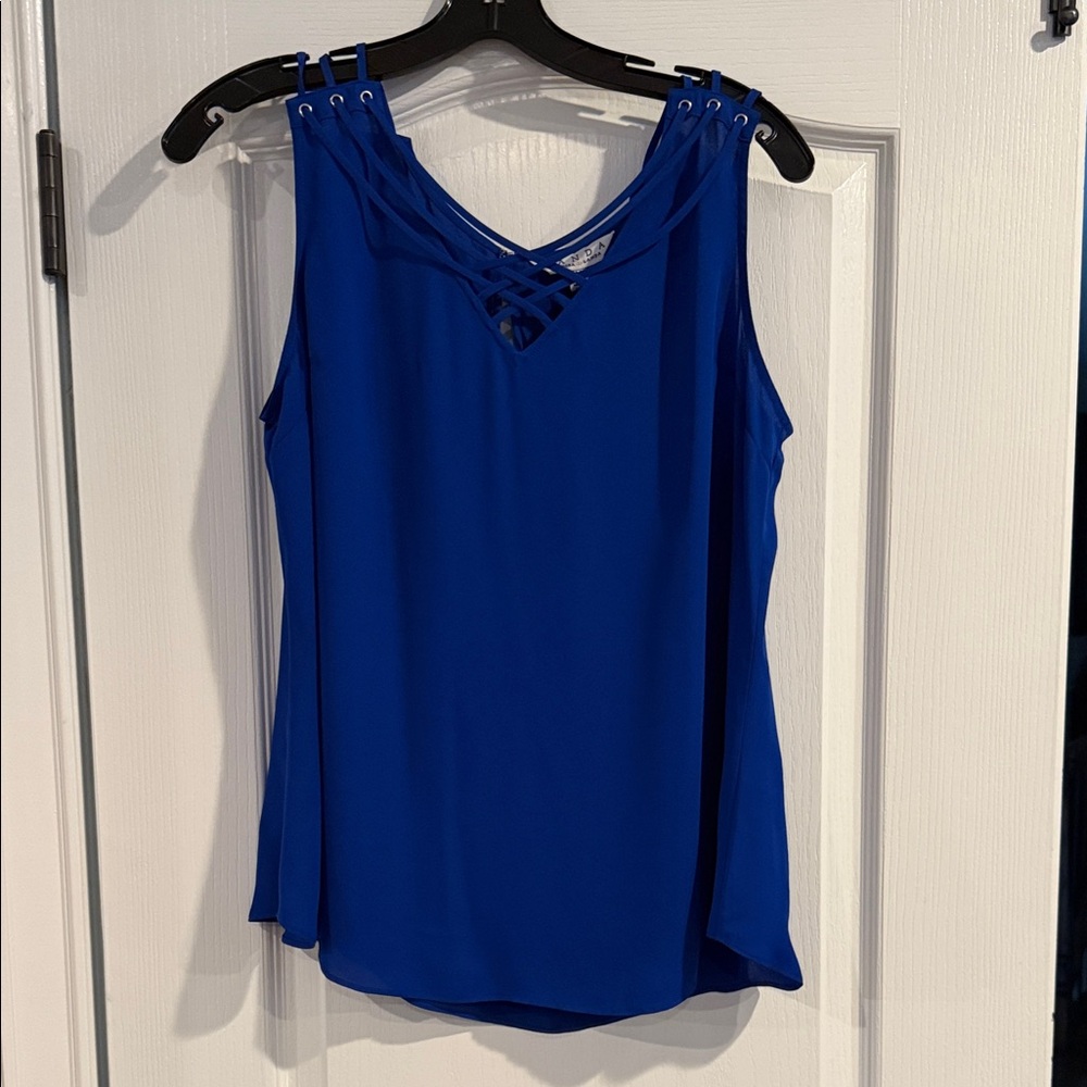 Chic Royal Blue Sleeveless Blouse